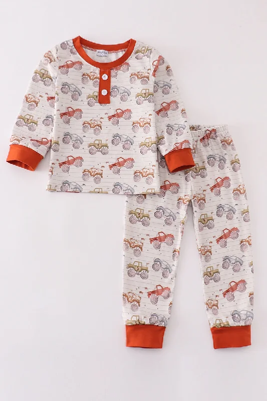 Comfortable Fashion Truck print boy pajamas set