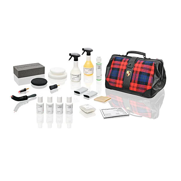 Breezy Outfits Porsche Classic Car Care Set - Tartan (Red, Blue, Black)