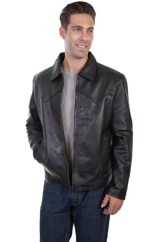 Scully Mens Black Soft Lamb Zip Western Jacket