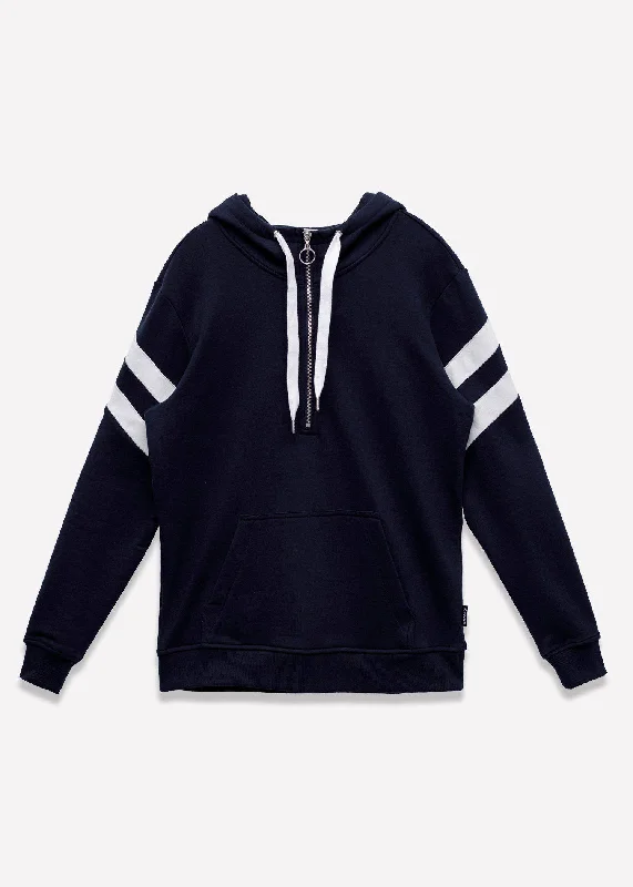 Lace Design Men's Half Zip Pullover Hoodie in Navy