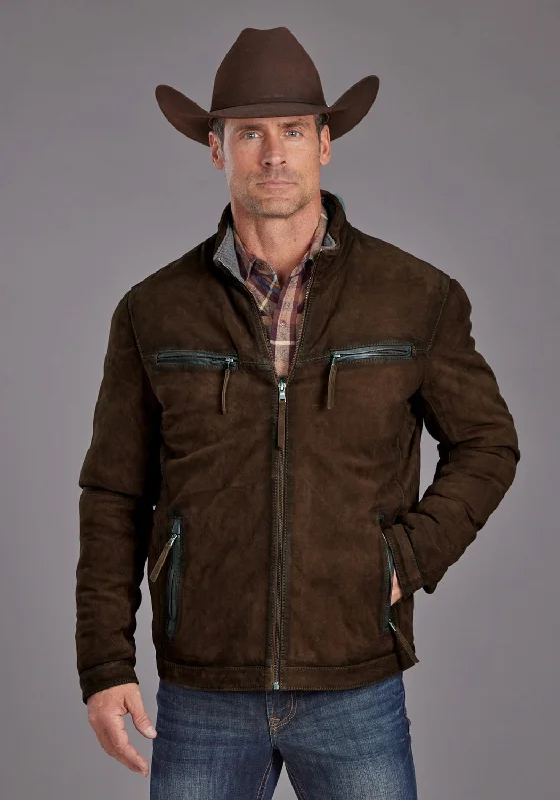 Relaxed Dresses Stetson Mens Smooth Moto Burnt Brown Leather Leather Jacket