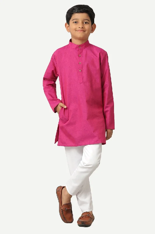 Exotic - Dark Pink Kurta and Pyjama 2 In 1 Set For Kids | Uathayam