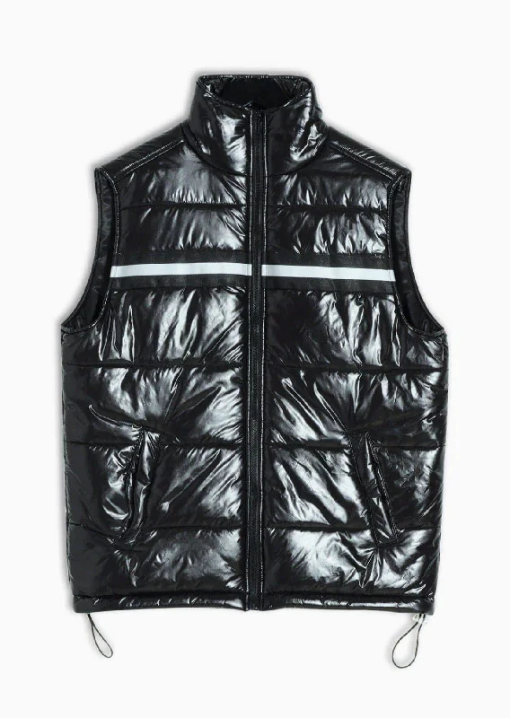 Elegant Design Men's Zip-Up Puffer Vest In Black