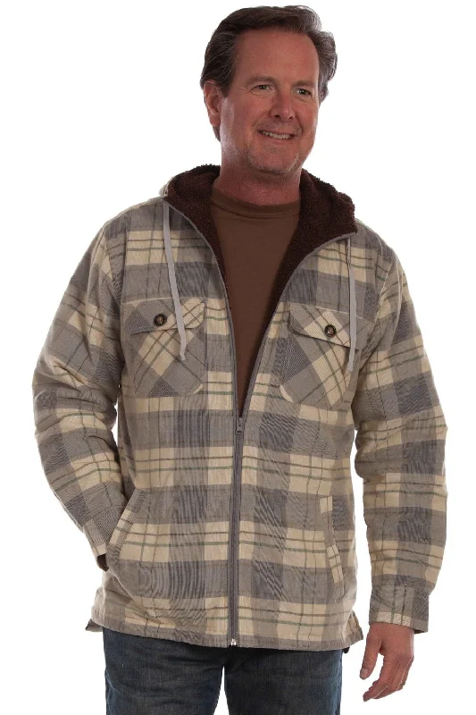 Simple Chic Scully Mens Sherpa Lined Corduroy Blue/Tan 100% Cotton Hoodie