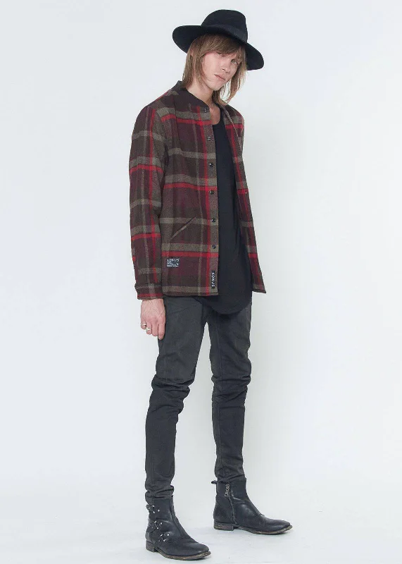 Elegant And Simple Konus Men's Wool Blend Shirt Jacket in Burgundy
