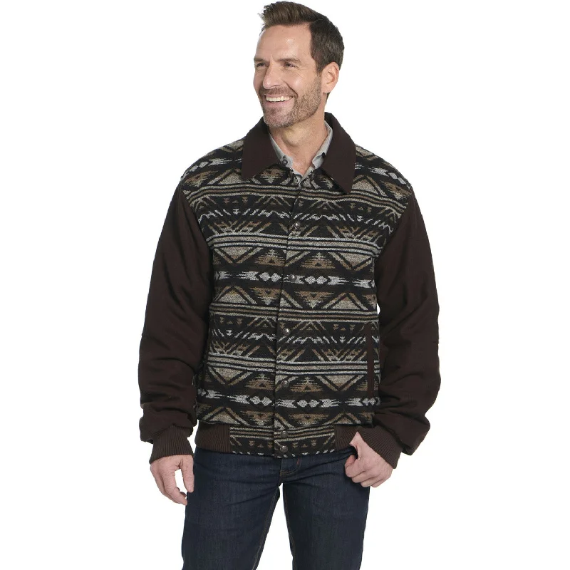 High-end Fashion Cripple Creek Mens Navajo Blanket Snap CCP Americano Brown 100% Polyester Vest
