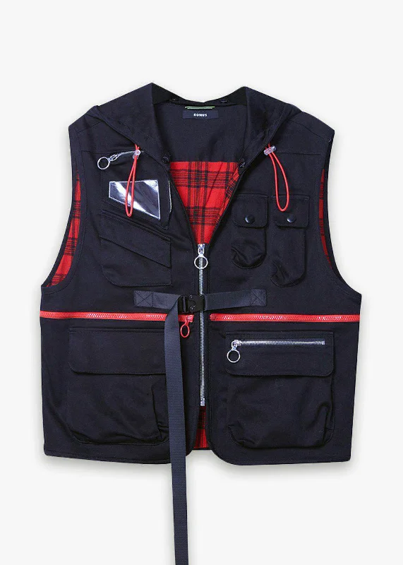 Elegant Casuals Konus Men's Utility Fashion Vest in Black