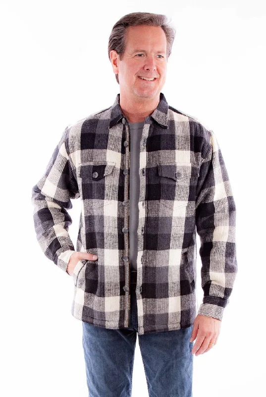 High-quality Design Scully Mens Basketweave Buffalo Check Black Cream 100% Cotton Cotton Jacket