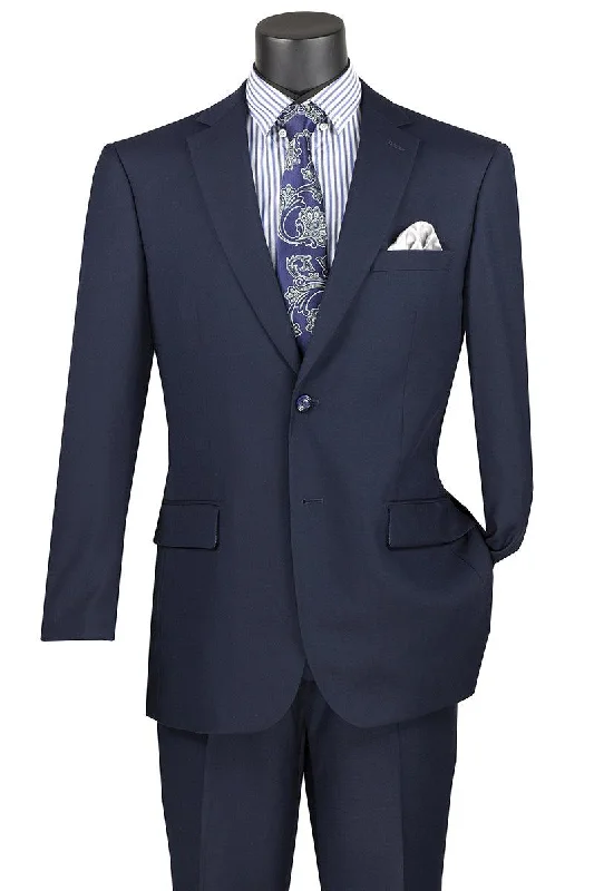 Lively And Youthful Navy Regular Fit Two Piece Suit