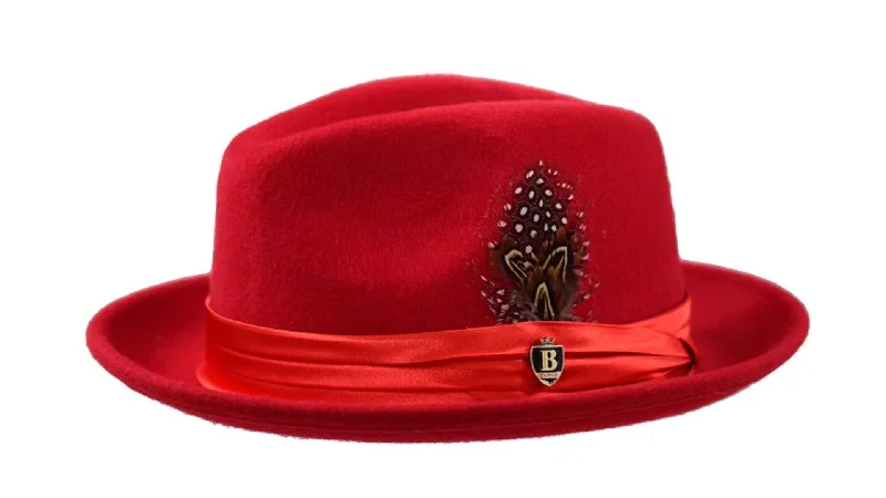 Bright Colors Red Fedora Wool Felt Dress Hat