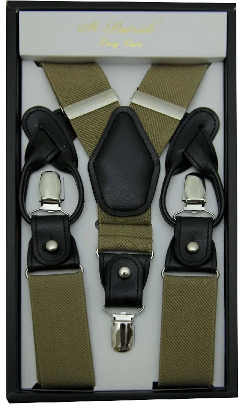 Comfy Dress Khaki Convertible Suspender Clip & Button