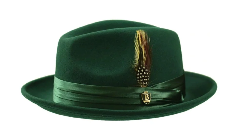 Retro Prints Emerald Green Fedora Wool Felt Dress Hat