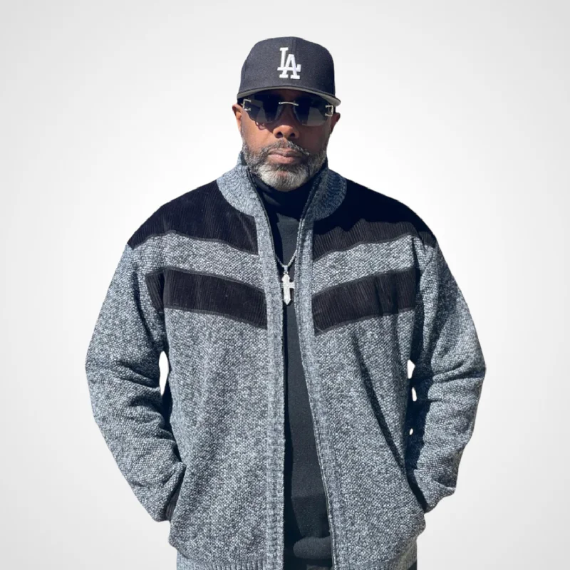 Stylish Casuals Inserch "Falcone" Bomber Sweater (Grey/Black)