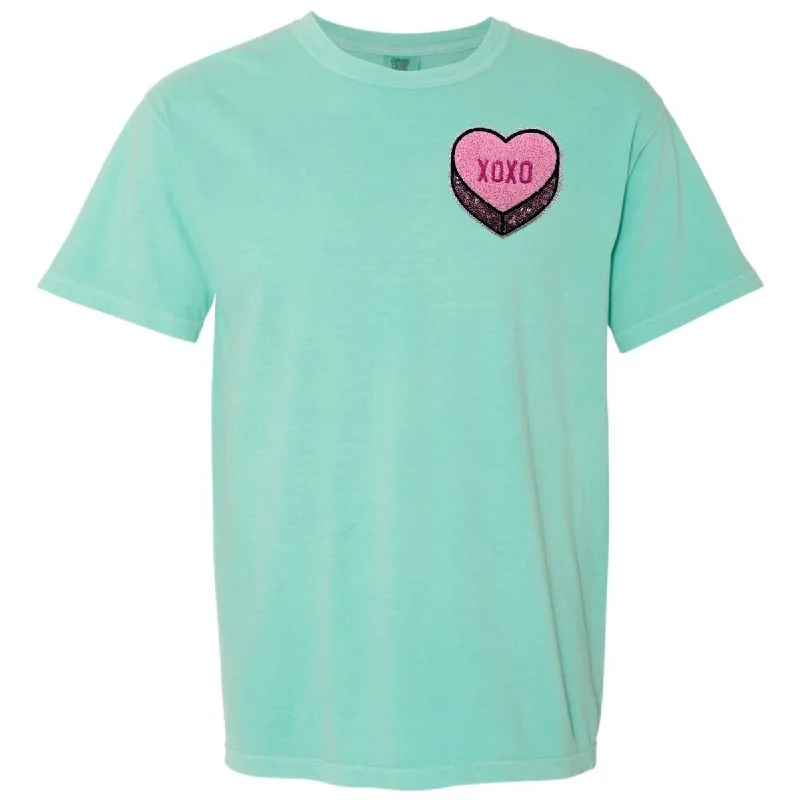 'Pink XOXO Candy Heart' Letter Patch T-Shirt