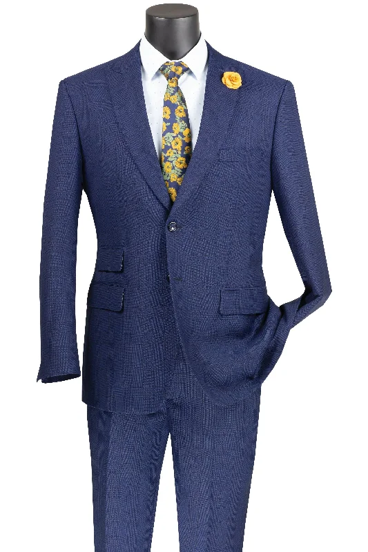 Street Fashion Blue Windowpane 2 Piece Modern Fit Suit