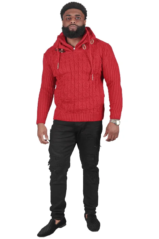 Fashionable Inner Wear He's Solid Mans Ribbed Fitted Sweater, White or Red