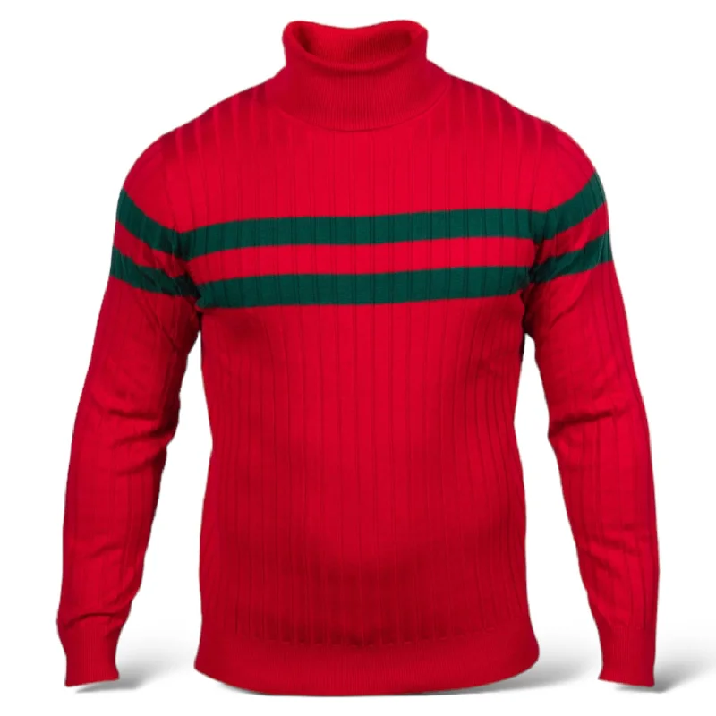 Elegant Outline Prestige Designer "Southshore" Turtleneck (Red/Green)