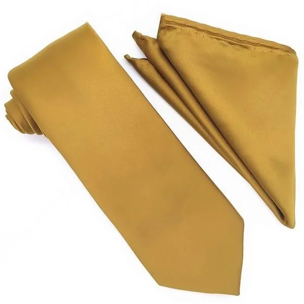 All-Day Comfort Gold Tie and Hanky Set