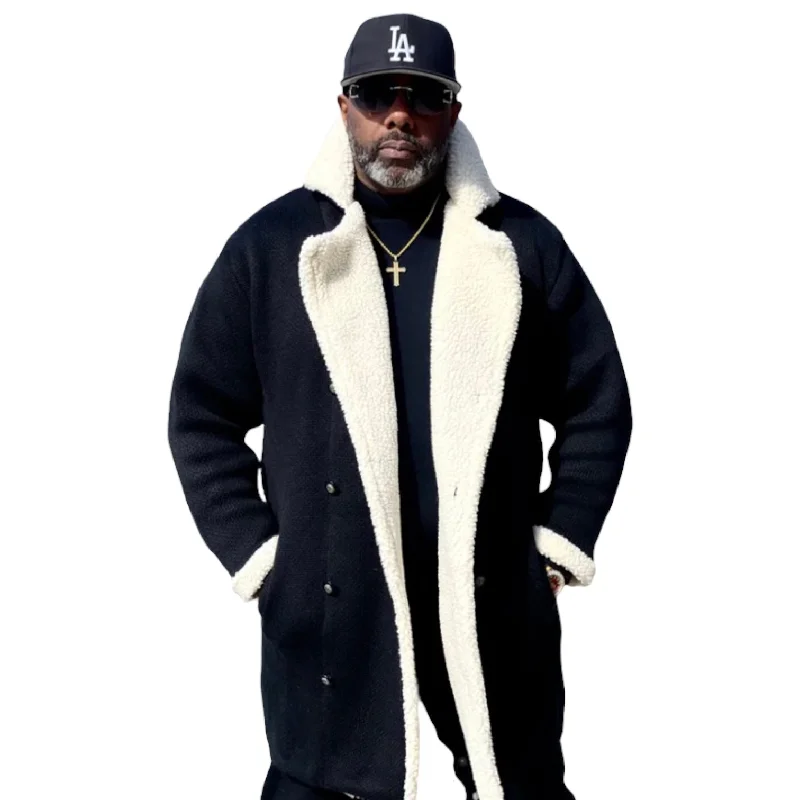 Hooded design Lcr 3/4 length "checkmate" cardigan (black)