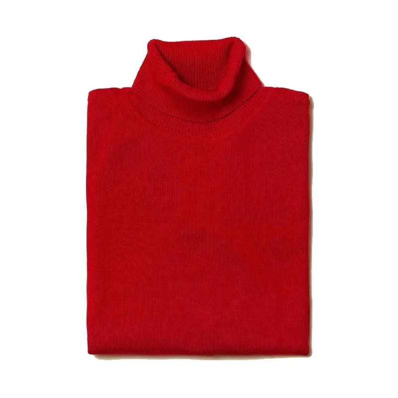 High-end Fabrics Men's Turtleneck Sweater color Red