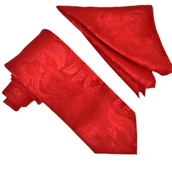 Preview New Products Red Paisley Tie and Hanky Set