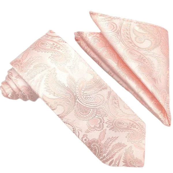 Comfortable Series Blush Paisley Tie and Hanky Set