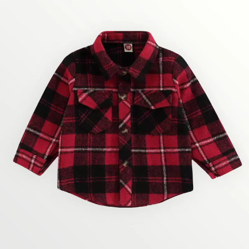 Comfortable Sweaters Plaid Shirt Shacket - Red