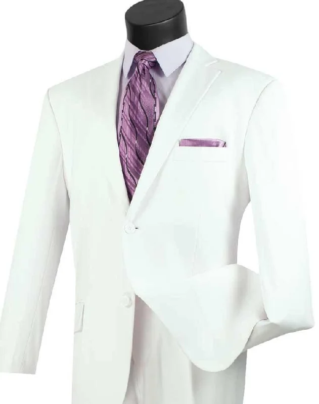 Relaxed Fits Executive Classic Fit Two Piece Suit Color Solid White
