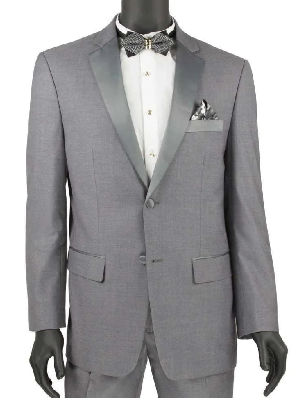 Chic Comfort Wear Slim Fit Gray 2 Piece Tuxedo