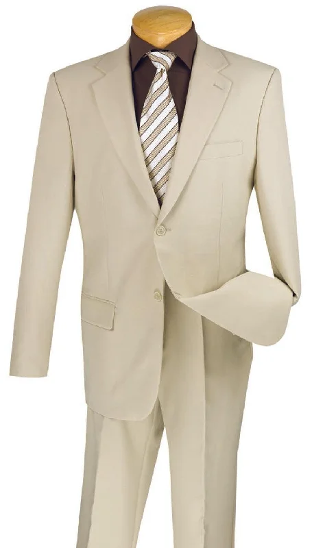 High Street Style Beige Regular Fit 2 Piece Suit