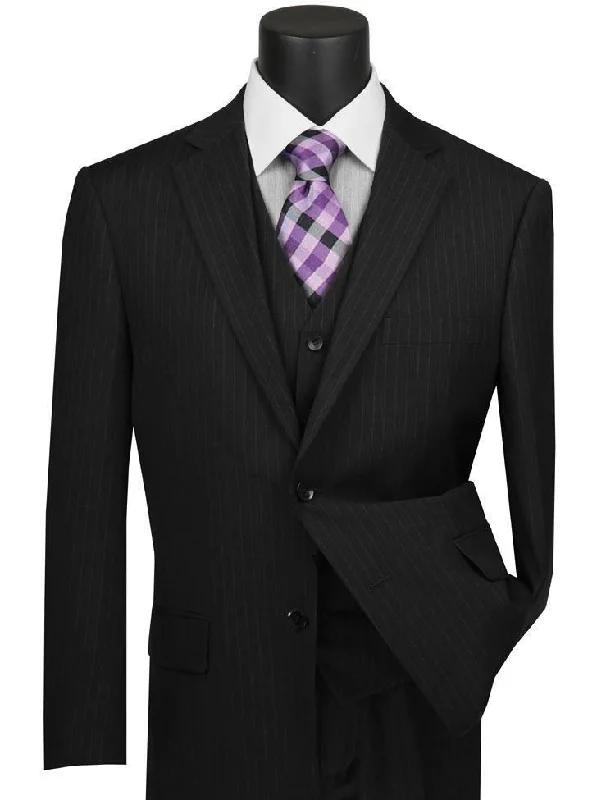 Casual Ease Classic Fit Tone on Tone Pinstripe Suit Color Black