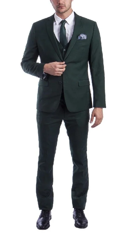 Soft Clothing Green 3 Piece Ultra Slim Fit Suit