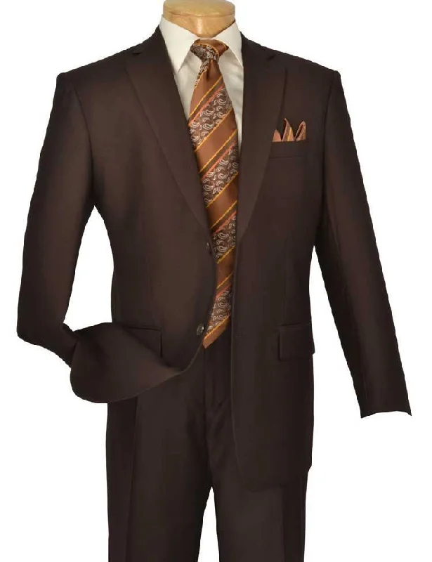 All-Day Style Executive Classic Fit Two Piece Suit Color Solid Brown