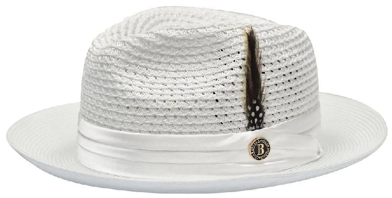 Classic Style White Fedora Braided Straw Hat