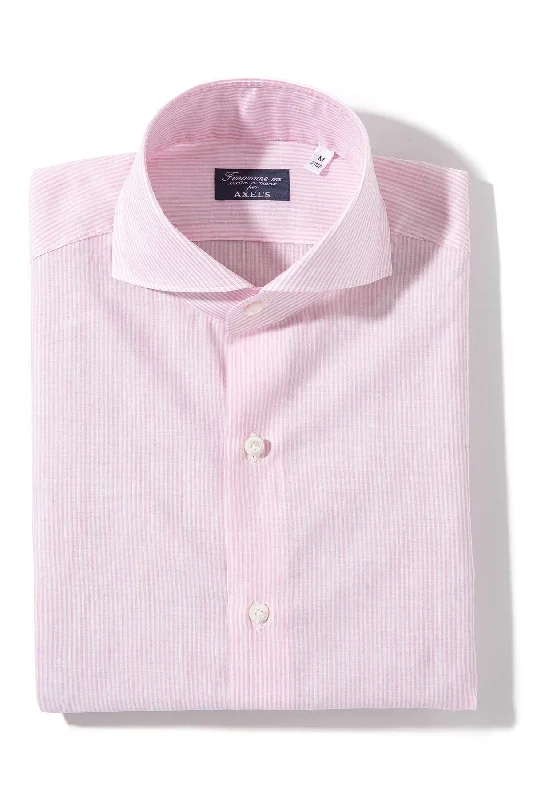 Trendy And Casual Lutung Cotton Linen Stripe In Pink