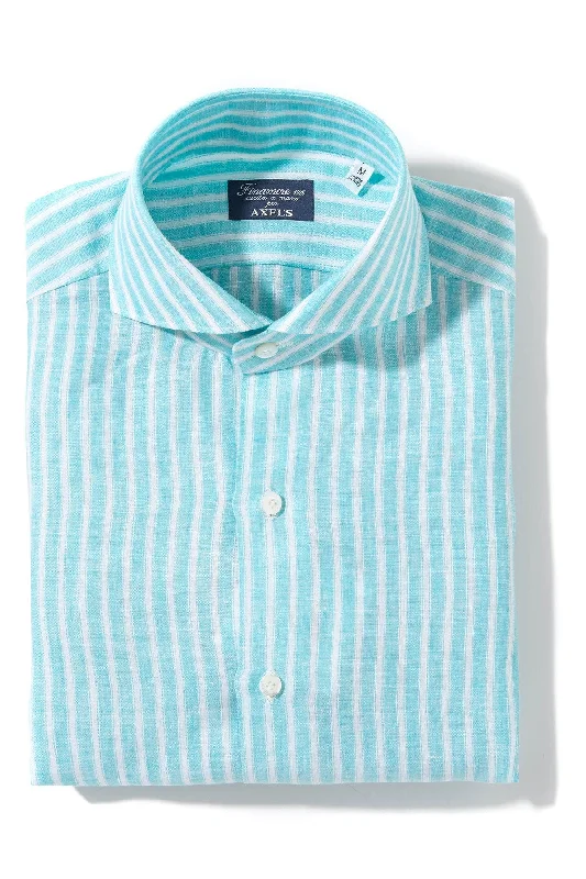Creative Prints Bonobo Linen Washed Bengal Stripe In Turquoise