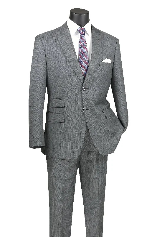 American Style Gray Windowpane Modern Fit Suit