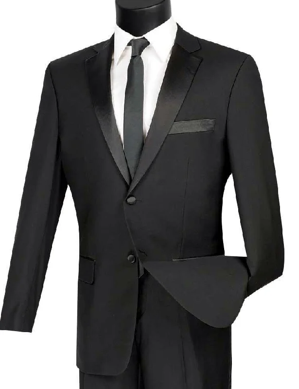 Modern Comfort Wear Slim Fit Black 2 Piece Tuxedo