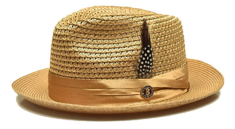 Fashion Selection Caramel Fedora Braided Straw Hat