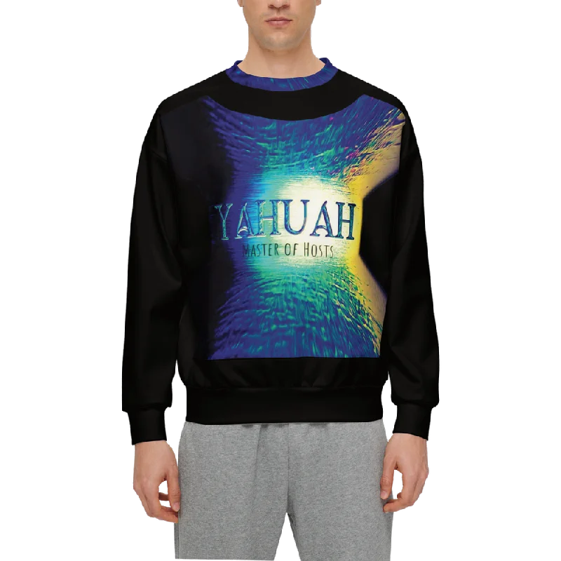 Mid-length Style Yahuah-Master of Hosts 02-01 Men’s Designer Relaxed Fit Front Patch Sweatshirt