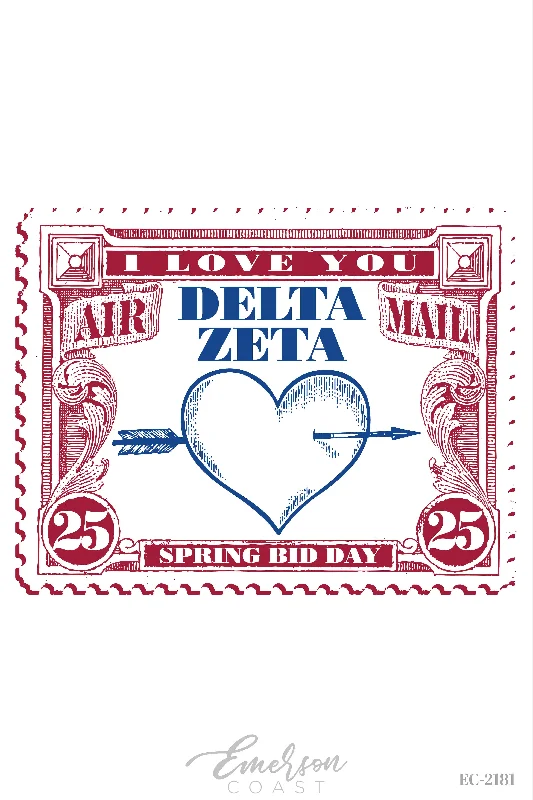Delta Zeta Vintage Heart Postcard Bid Day Tshirt
