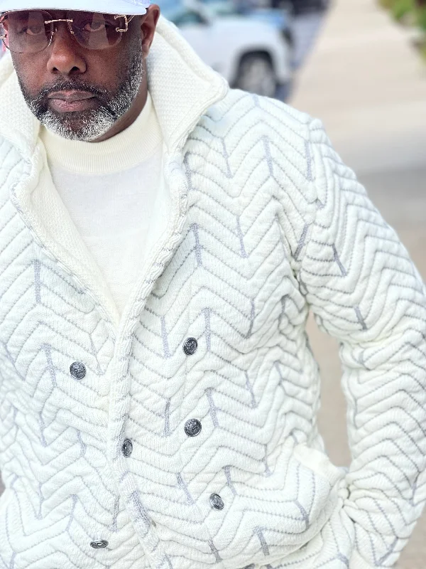 Lazy Style LCR DB Cardigan (White/Gray)