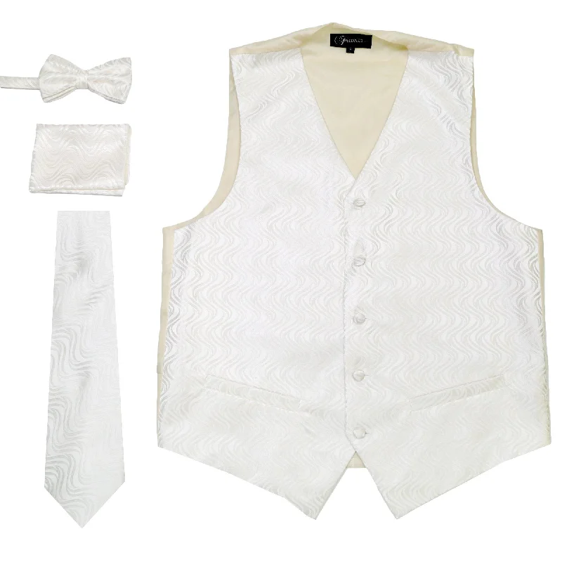Age-reducing Style Ferrecci Mens PV150 - White/Cream Vest Set
