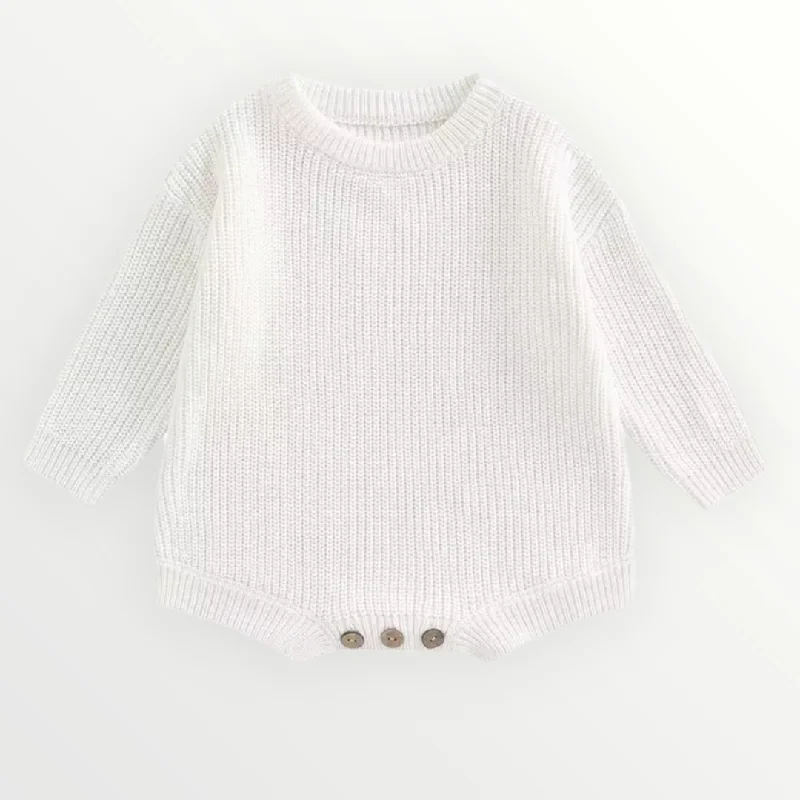 Versatile Comfort Wear Willow Knit Sweater Romper - White