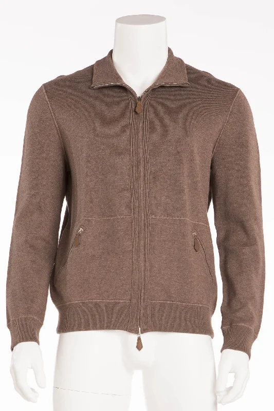 Elegant Temperament Hermes - New with Tags Brown Long Sleeve Reversible Zip Up Sweater - Large