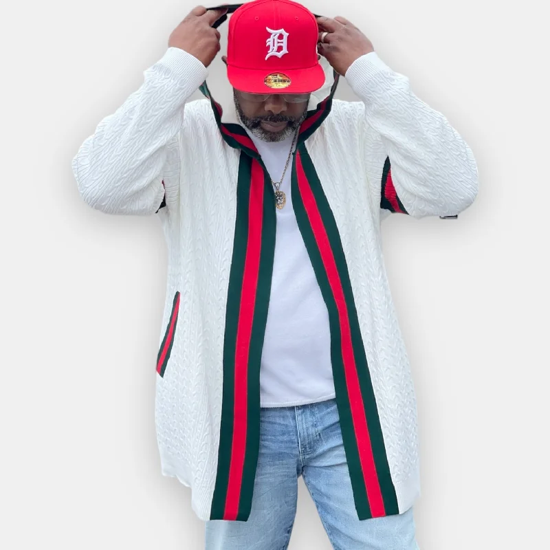 Weekend Wear Prestige "Bugatchi2.0" 3/4 Length Hoodie (White/Red/Green) 475