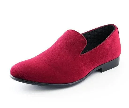 Luxury And Elegant Red Suede Smoking Slipper Shoes