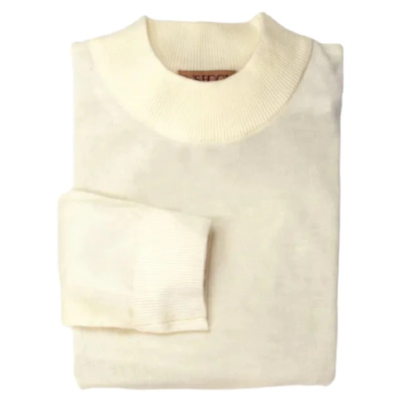Effortless Comfort Inserch Cotton Blend Mock Sweater (Off White)