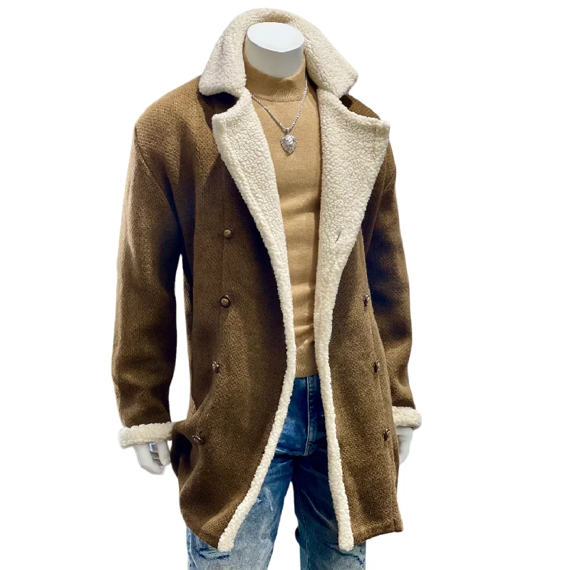 Elegant And Elegant Lcr 3/4 length "checkmate" cardigan (Cognac-ecru)
