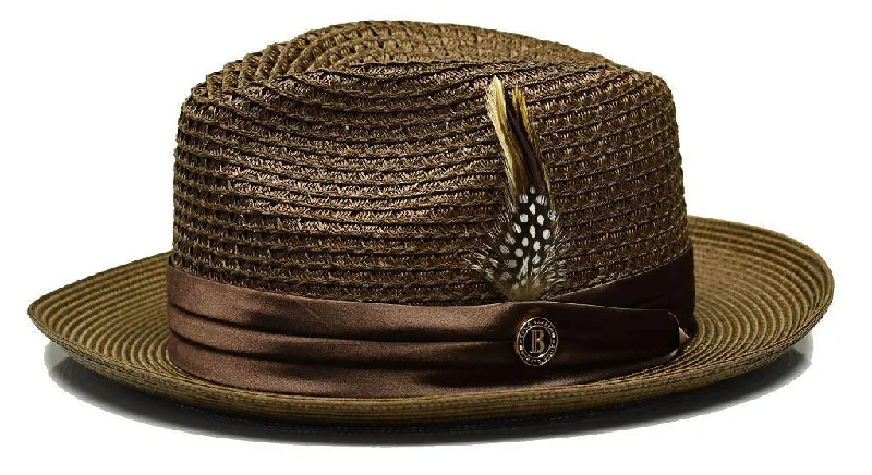 Fashionable Inner Wear Brown Fedora Braided Straw Hat